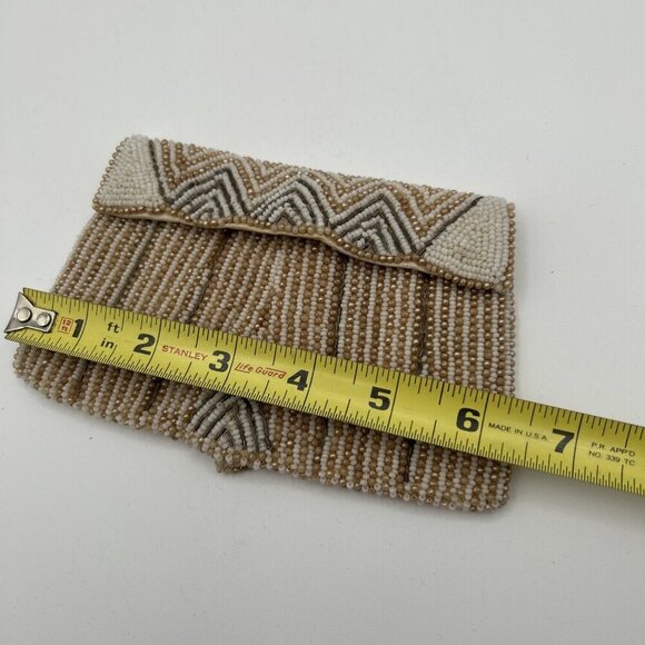 Vtg Jacqueline Mode Bag Clutch Purse Glass Seed Pearl Beaded Art Deco 4x6.5" - Picture 8 of 9